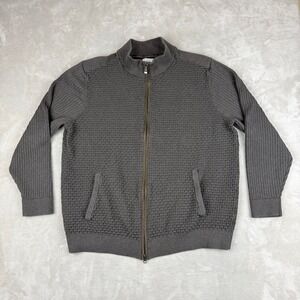 Tommy Bahama Men's XXL Sweater Jacket Full Zip Wool Blend Textured Waffle Knit